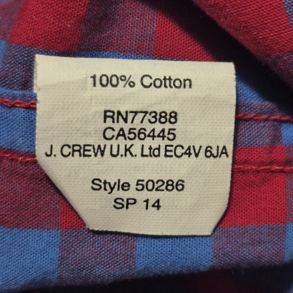 J. Crew Red and Blue Checkered Casual Shirt...Size:M
